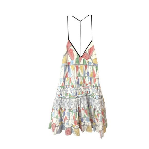 Free People Dresses & Skirts - Vintage Free People I-Kat Design Sun Dress 100% Cotton Color White Multi Size 8